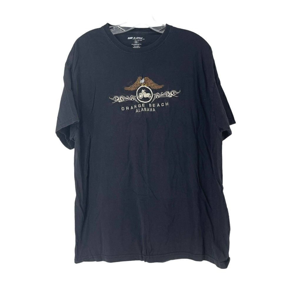 Orange Beach Alabama T-Shirt Y2K Black Short Sleeve Women's Size XL Motorcycle